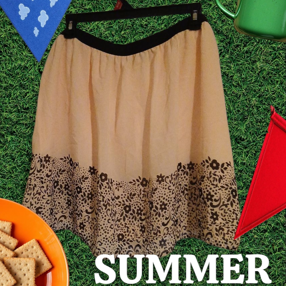 GAP Orange Tan Knee-Length Bubble Skirt